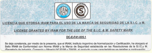 CERTIFICADO DE NORMAS IRAM NM 2473:2003